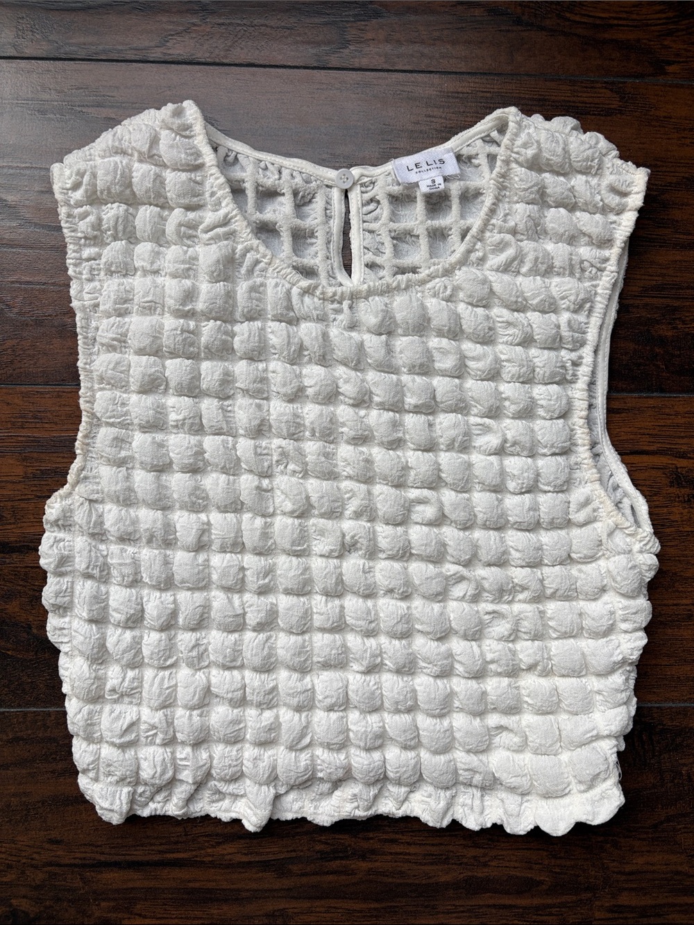 Lelis Grid-Textured Sleeveless Crop Top S